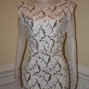 White and Gold Sequin Mini Dress